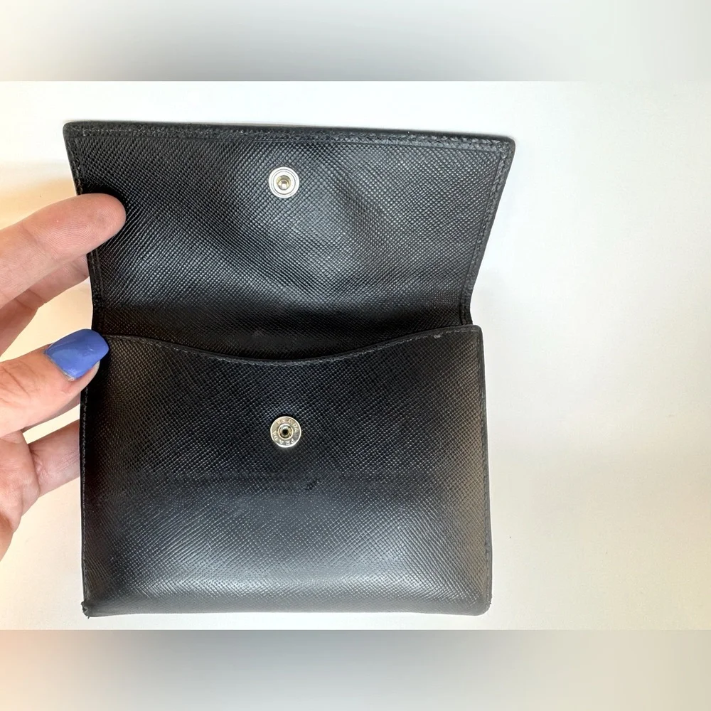 Prada Compact Bifold Wallet Saffiano W Coin Pocket Snap Closure Authentic EUC - Picture 5 of 12